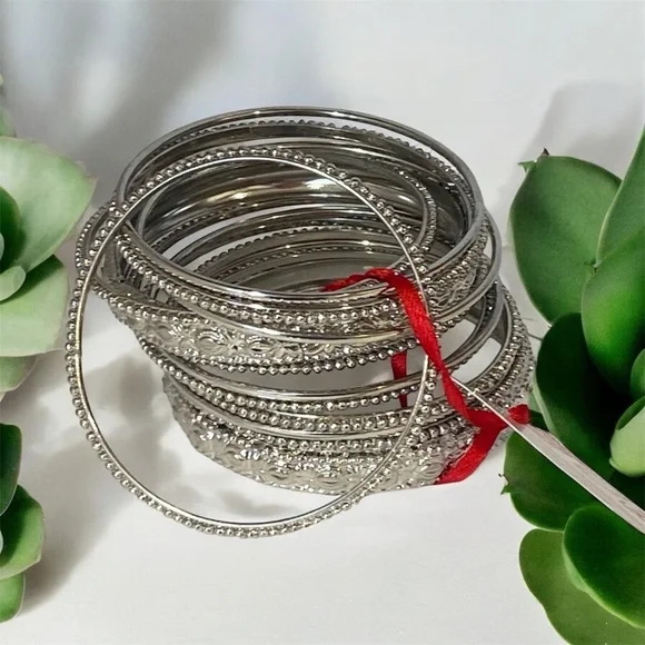 Sir Alistair Rai Silver Bangle Bracelet Set - Picture 1 of 3